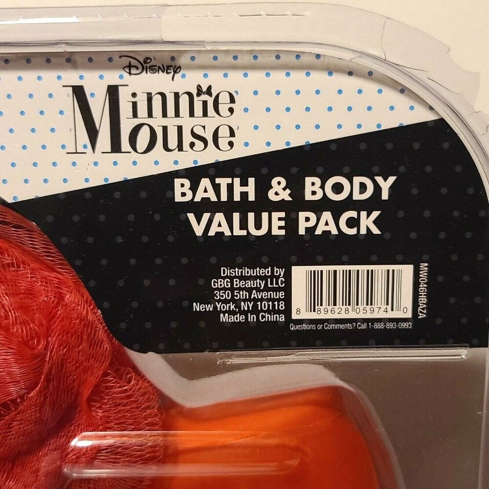 Disney Minnie Mouse 3 Pc Bath & Body Pack Wash, Bubble Bath, 3 in 1 Pouf NEW - Picture 6 of 6